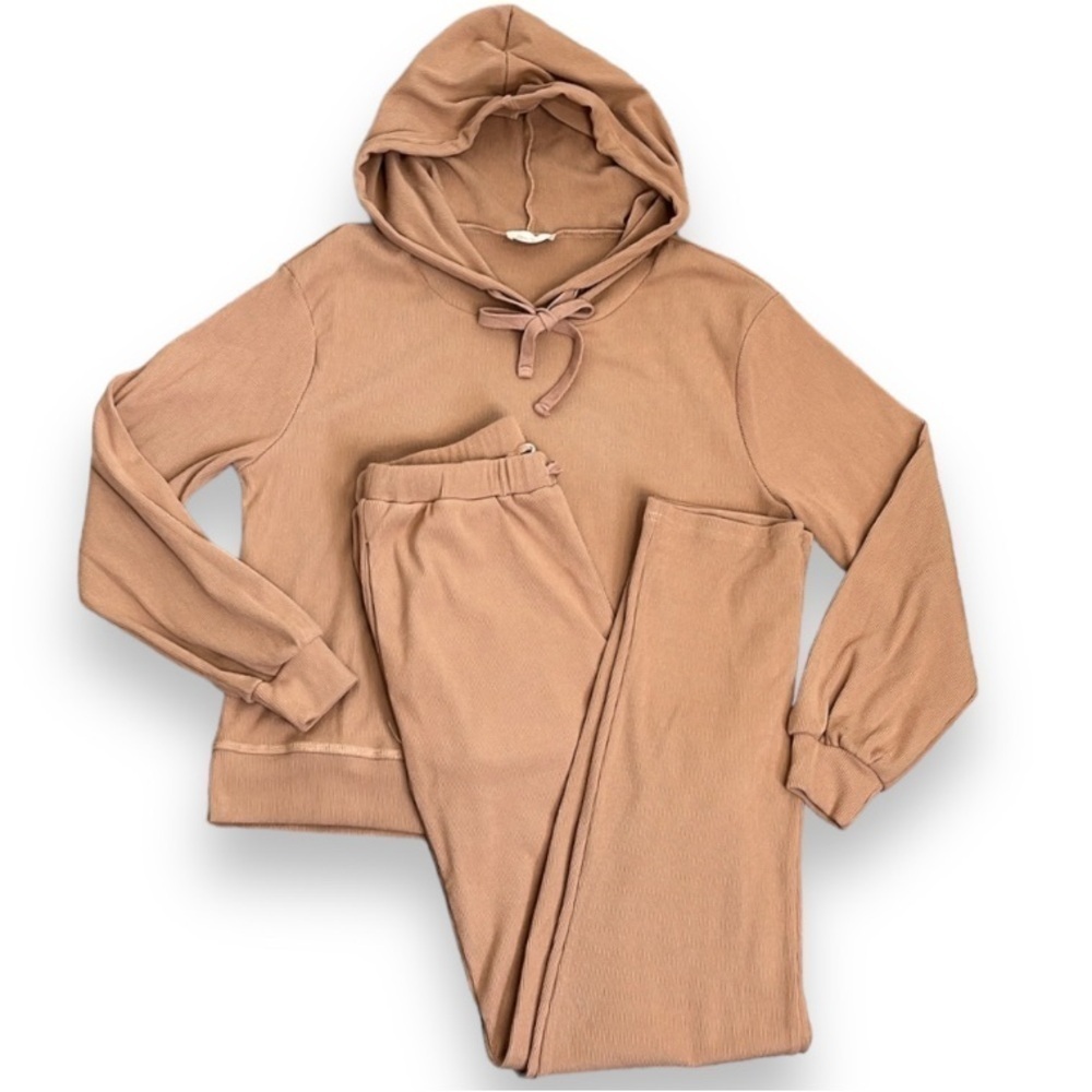 Allie Rose Loungewear Matching Set Women's Size Small Pink Ribbed Hoodie Pants